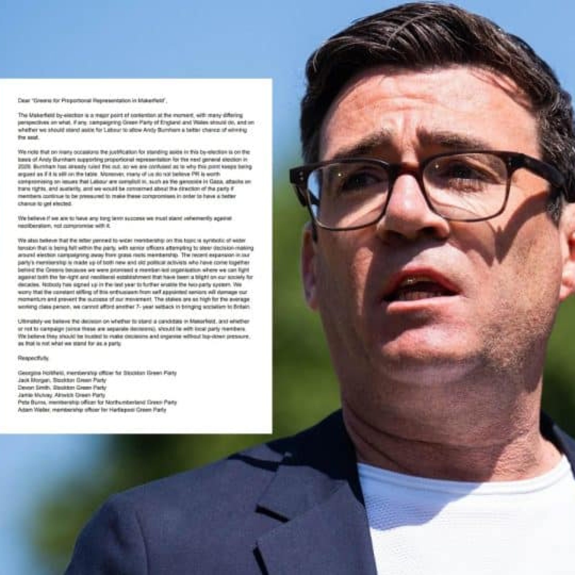 Greens grassroots push back: Burnham is ‘not what we stand for’