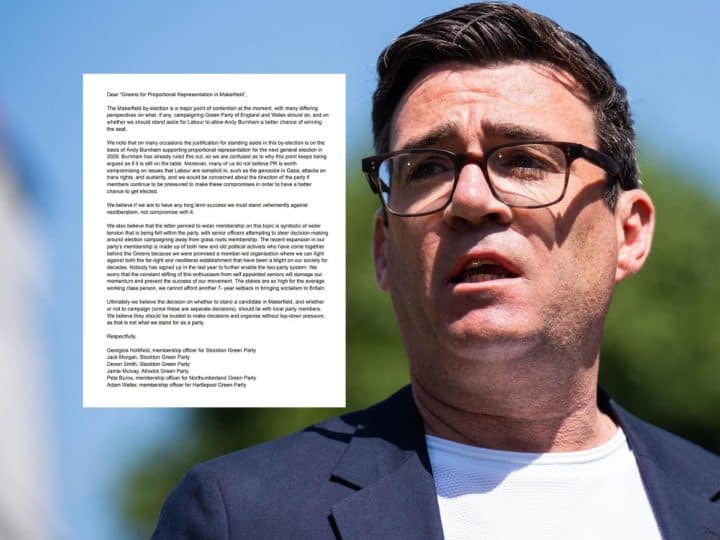 Greens grassroots push back: Burnham is ‘not what we stand for’