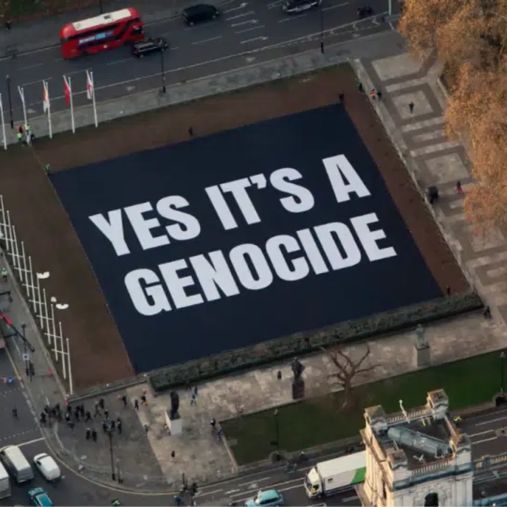 Led by Donkeys paid £27k for destroyed anti-genocide banner
