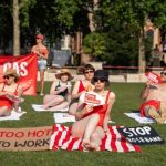 ‘Sunbathers’ protest new oil outside Parliament amidst heatwave