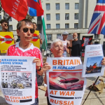 Demonstrators protest against madness of British drones used on Russia